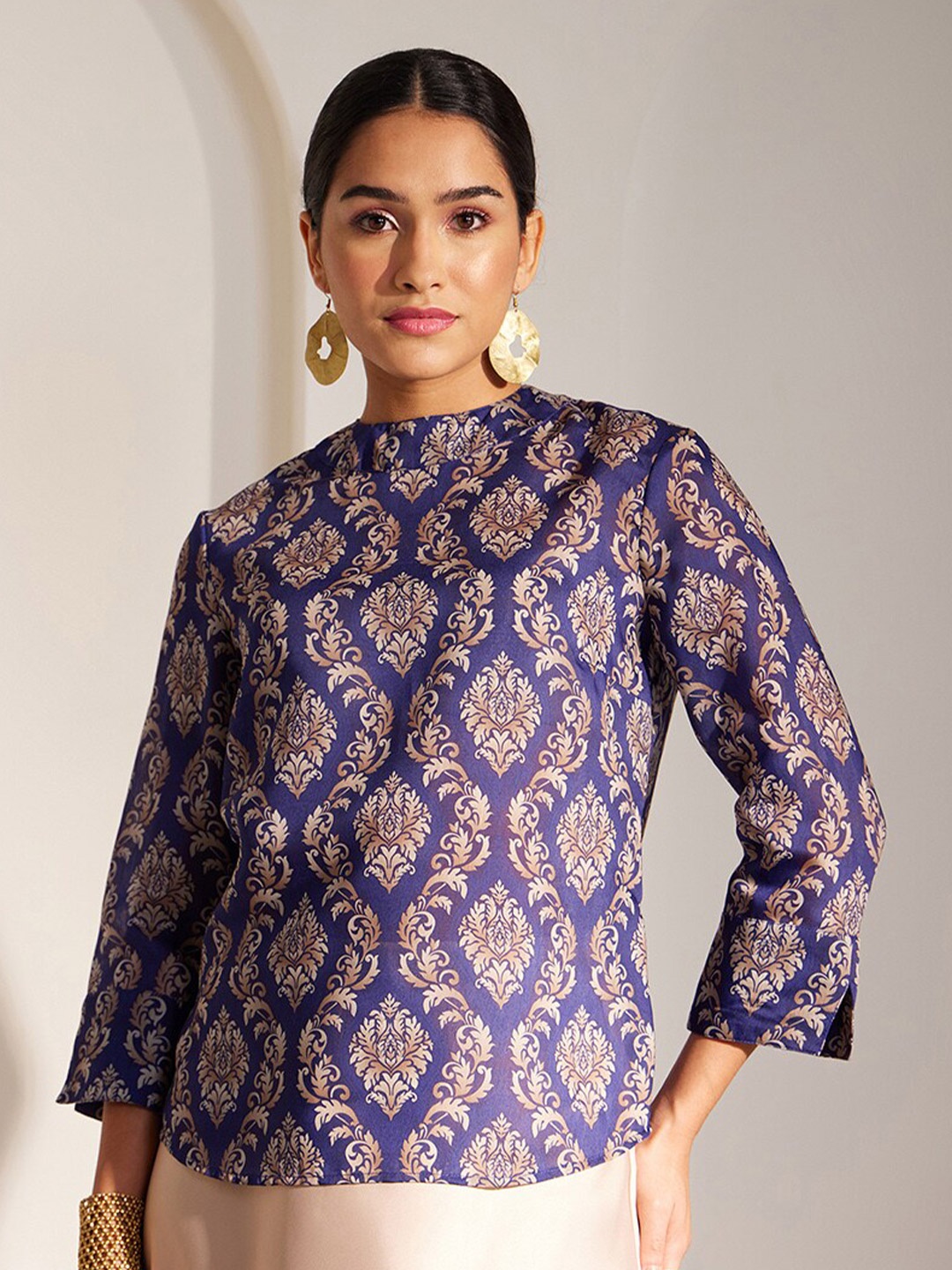 

FableStreet Ethnic Motifs Printed Top, Blue
