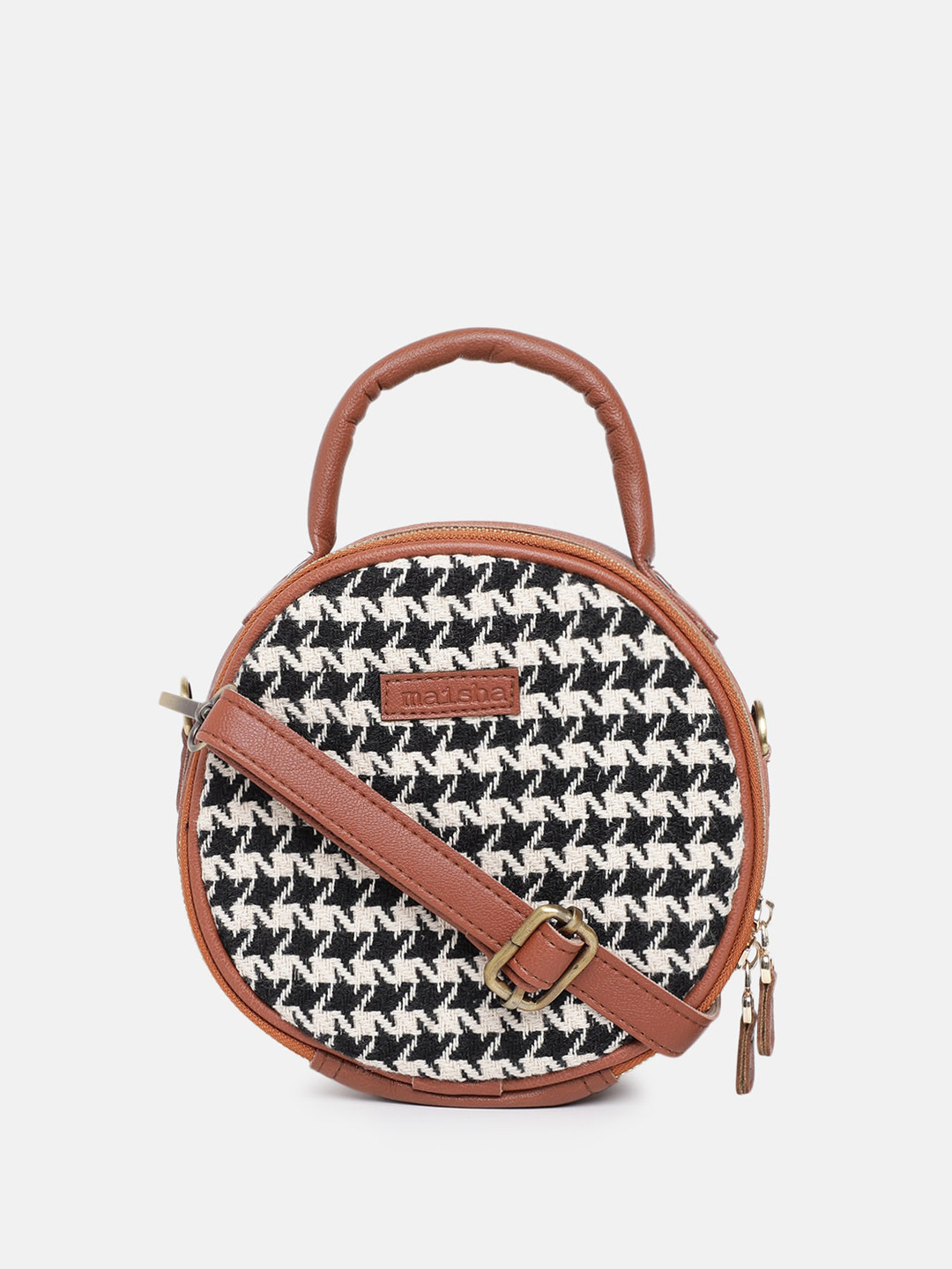 

Maisha Geometric Half Moon Sling Bag, Brown