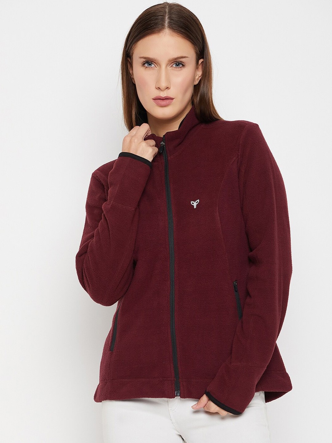 

POKER Long Sleeves Open-Front Sweatshirt, Maroon