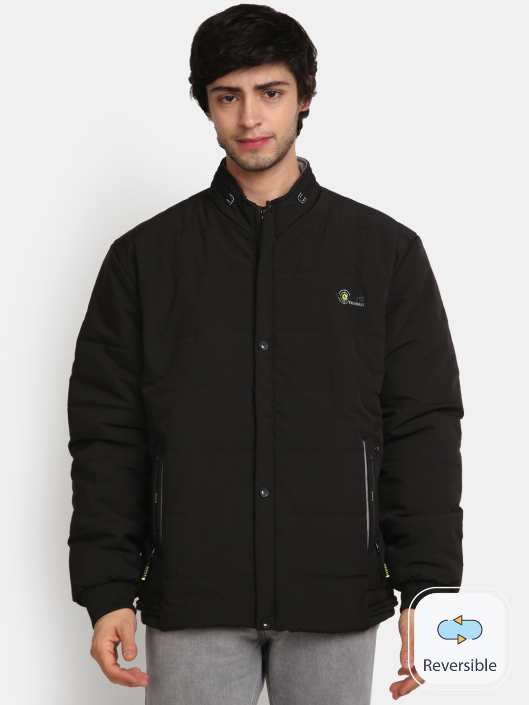 

V-Mart Hooded Reversible Cotton Puffer Jacket, Black