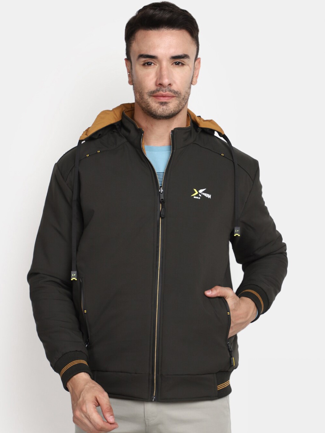 

V-Mart Hooded Cotton Reversible Bomber Jacket, Olive