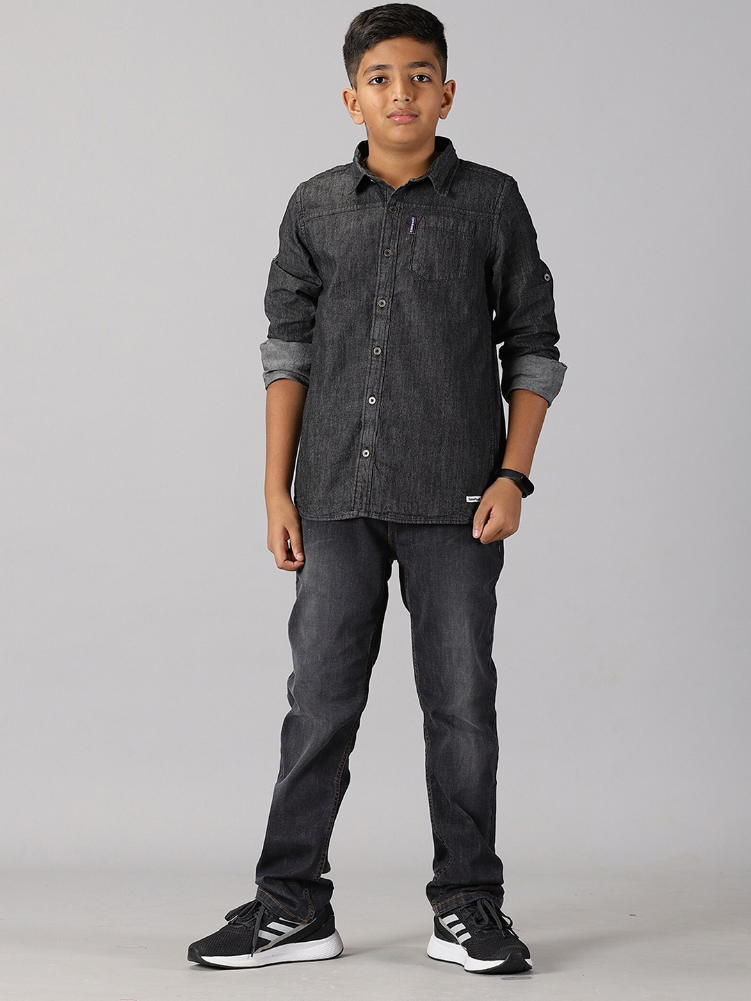 

KiddoPanti Boys Denim Shirt With Trouser, Black