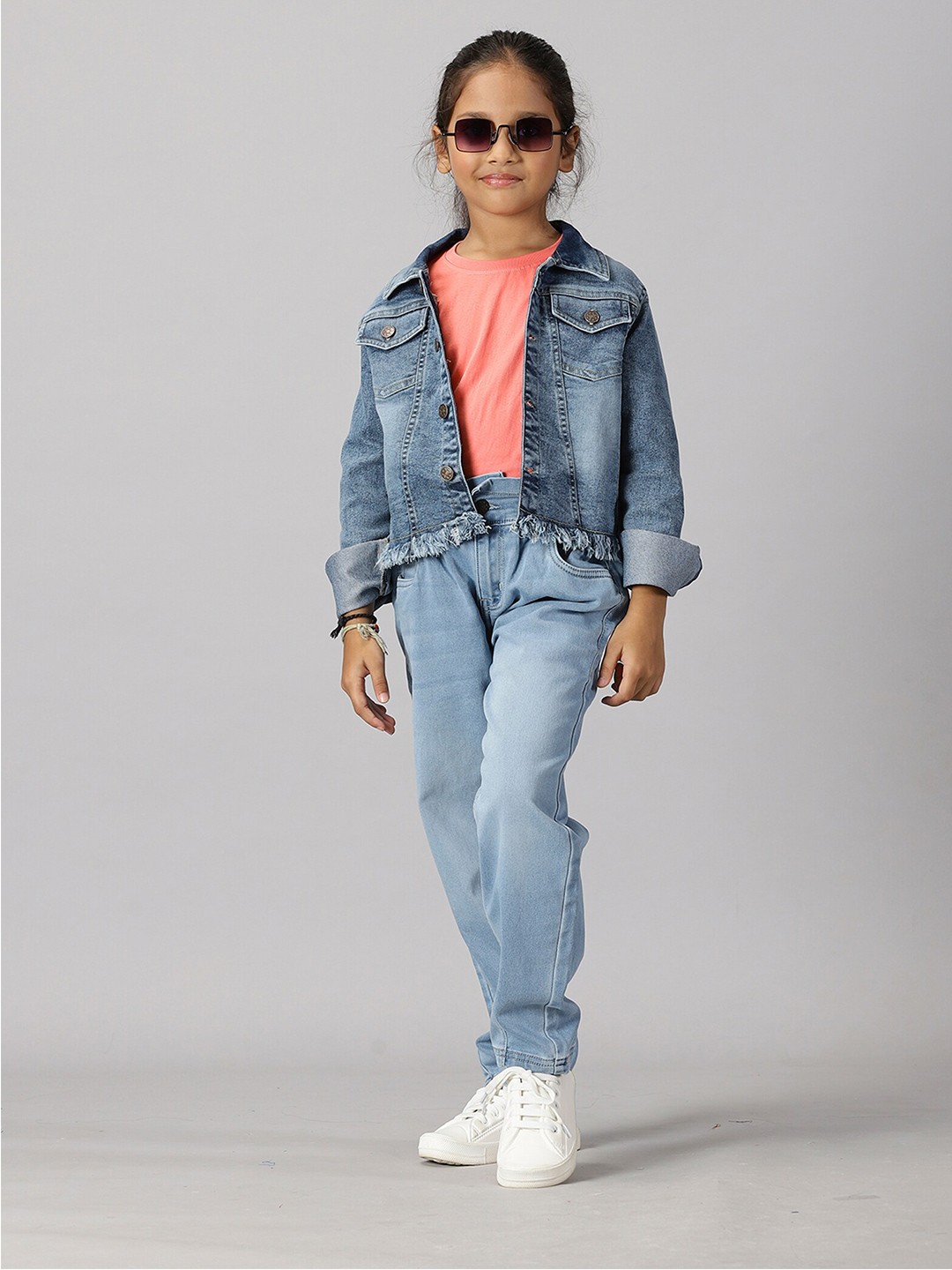 

KiddoPanti Girls T-shirt And Shirt With Trousers, Coral