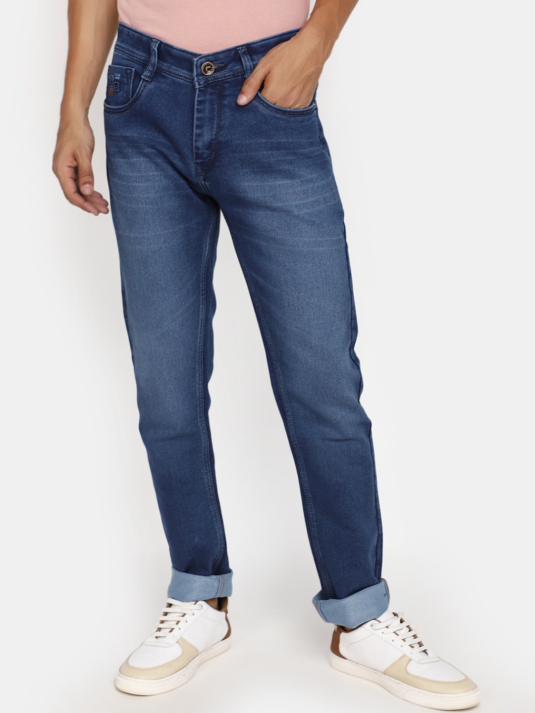 

V-Mart Men Slim Fit Heavy Fade Clean Look Cotton Jeans, Blue