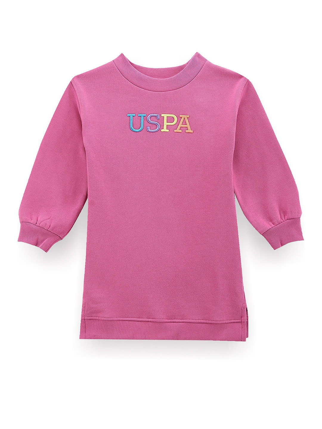 

U.S. Polo Assn. Kids Girls Embroidered Cotton Dress, Pink