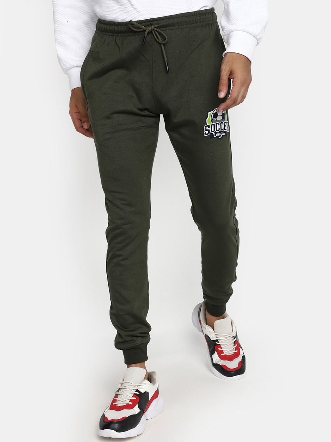 

V-Mart Men Mid-Rise Joggers, Olive