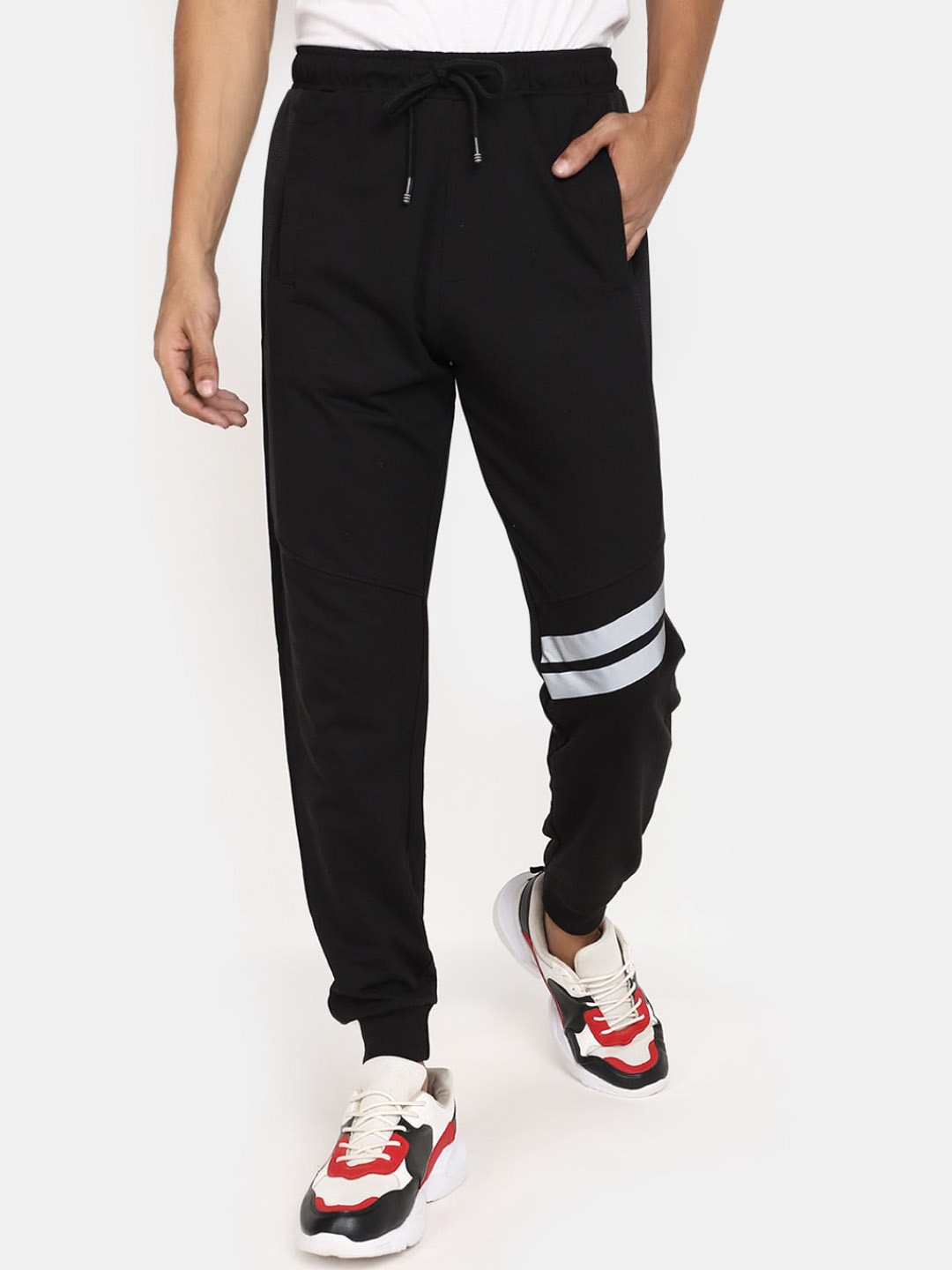 

V-Mart Men Mid-Rise Cotton Track Pants, Black
