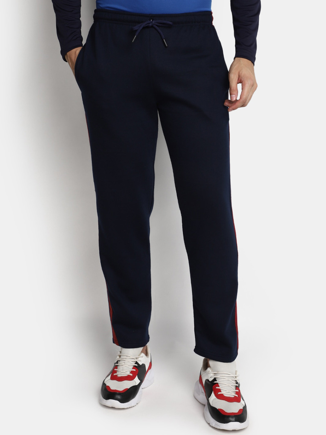 

V-Mart Men Side Panel Mid-Rise Track Pant, Navy blue