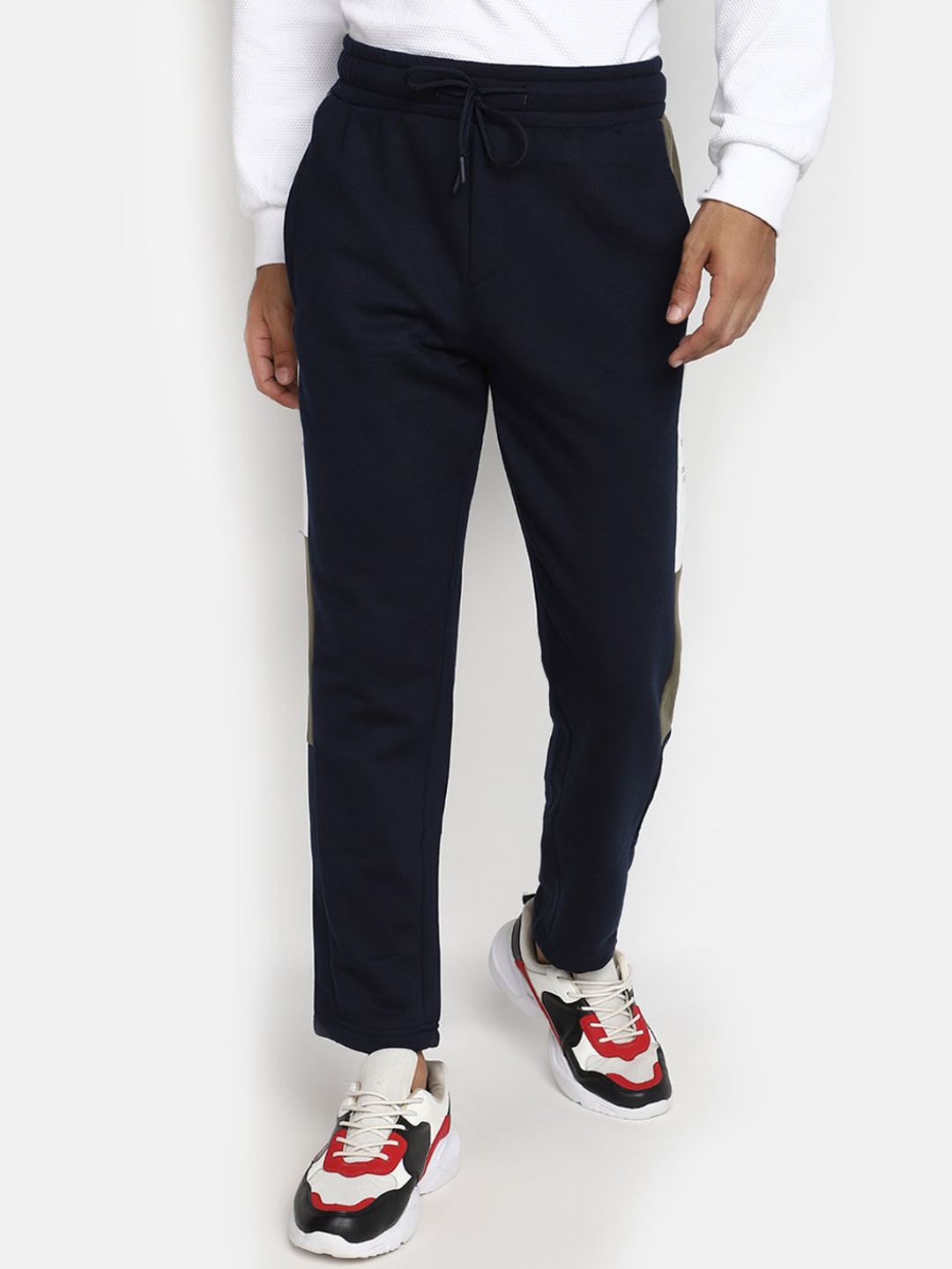 

V-Mart Men Cotton Mid-Rise Track Pants, Blue