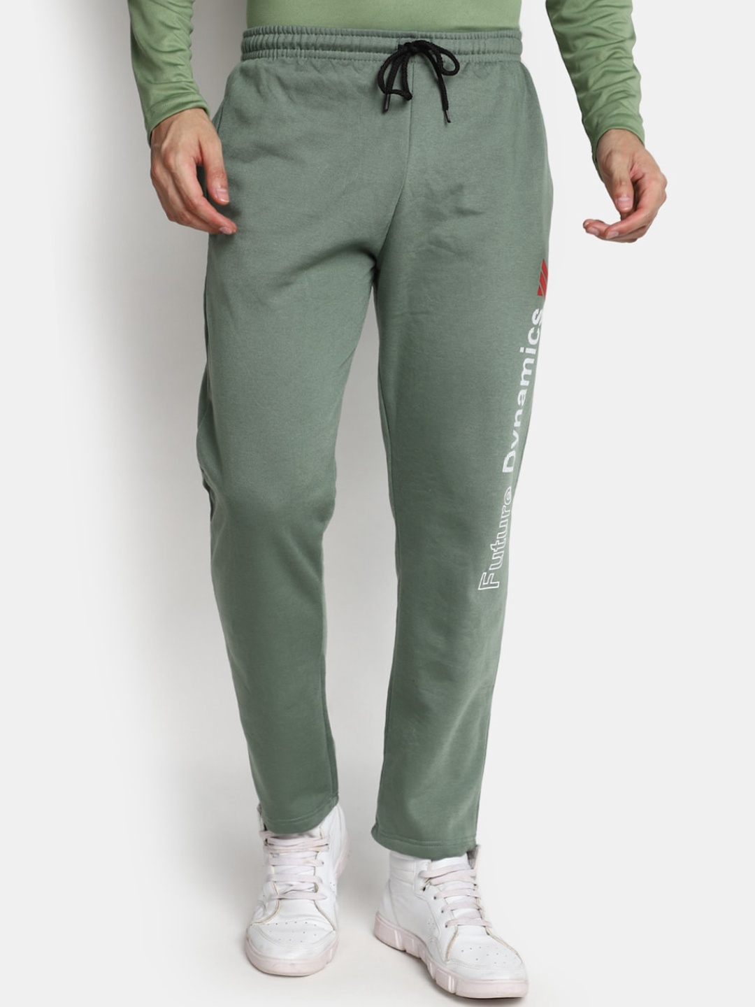 

V-Mart Men Cotton Mid-Rise Track Pants, Green