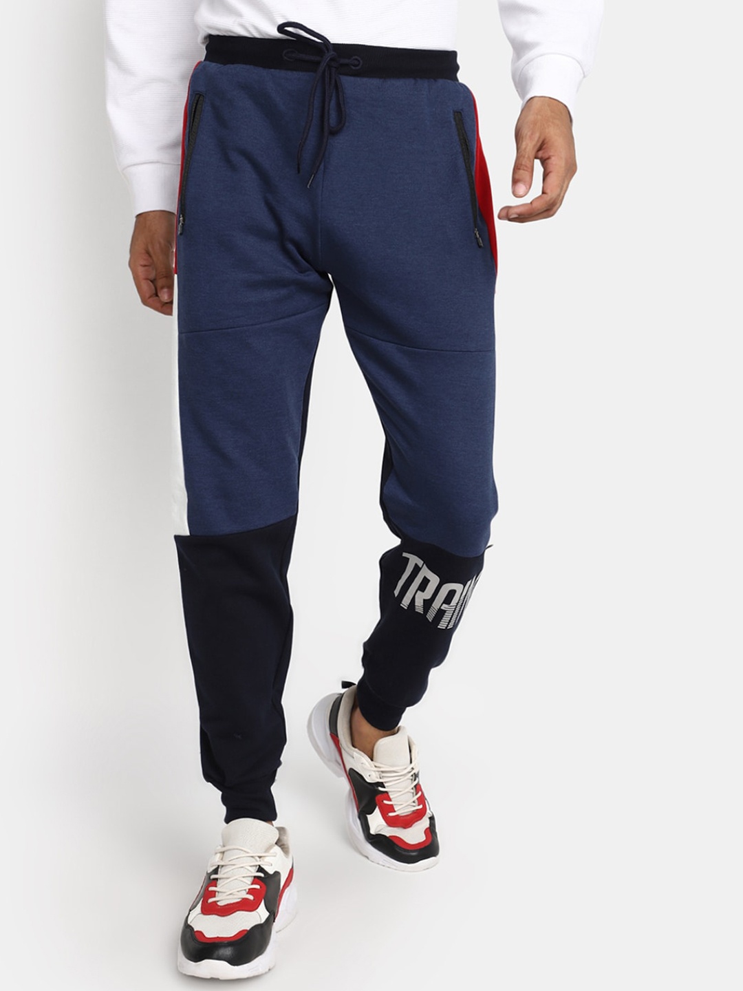 

V-Mart Men Colourblocked Joggers, Blue