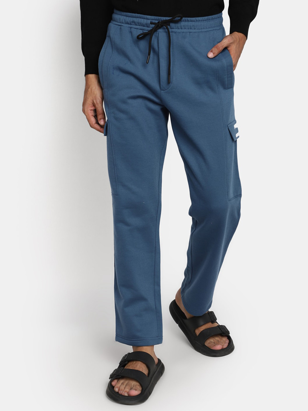 

V-Mart Men Mid-Rise Straight Lounge Pants, Blue