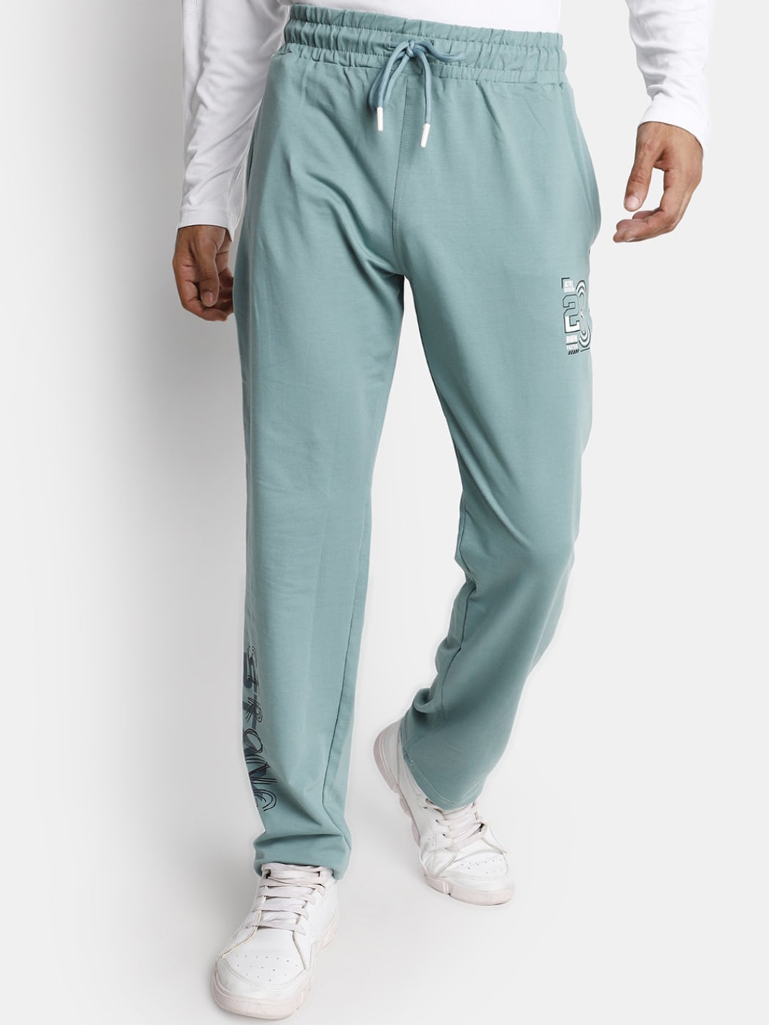 

V-Mart Men Cotton Mid-Rise Track Pants, Green