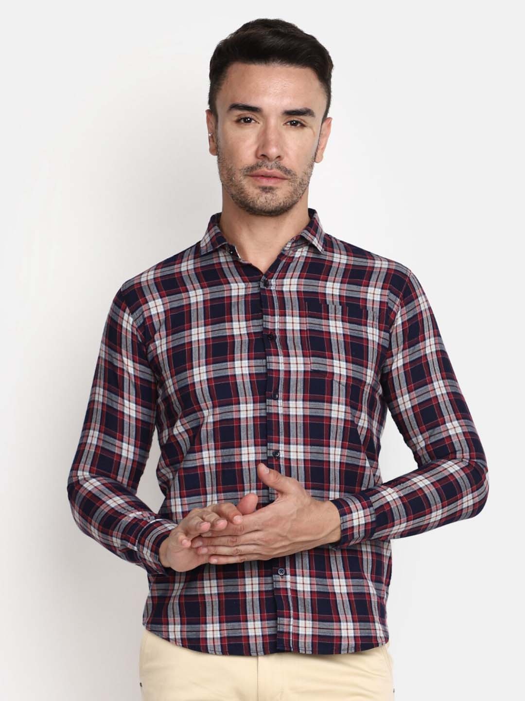 

V-Mart Tartan Checked Cotton Casual Shirt, Red