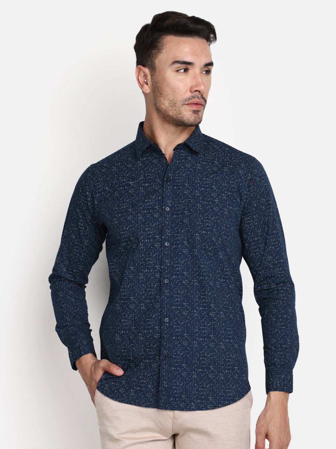 

V-Mart Absatrct Opaque Printed Cotton Casual Shirt, Blue