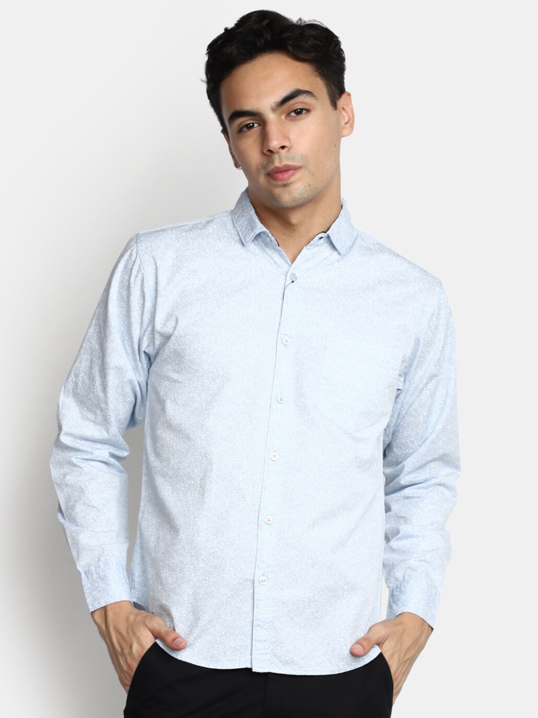 

V-Mart Slim Fit Floral Opaque Printed Casual Shirt, Blue