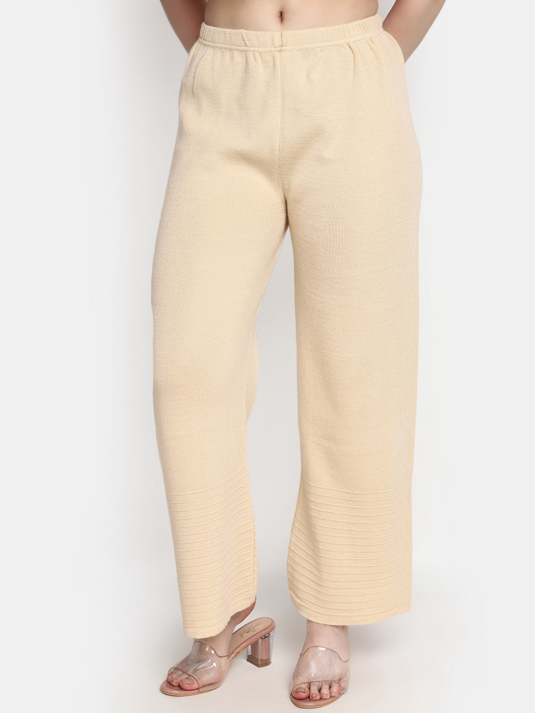 

V-Mart Mid Rise Straight Cotton Palazzo, Beige