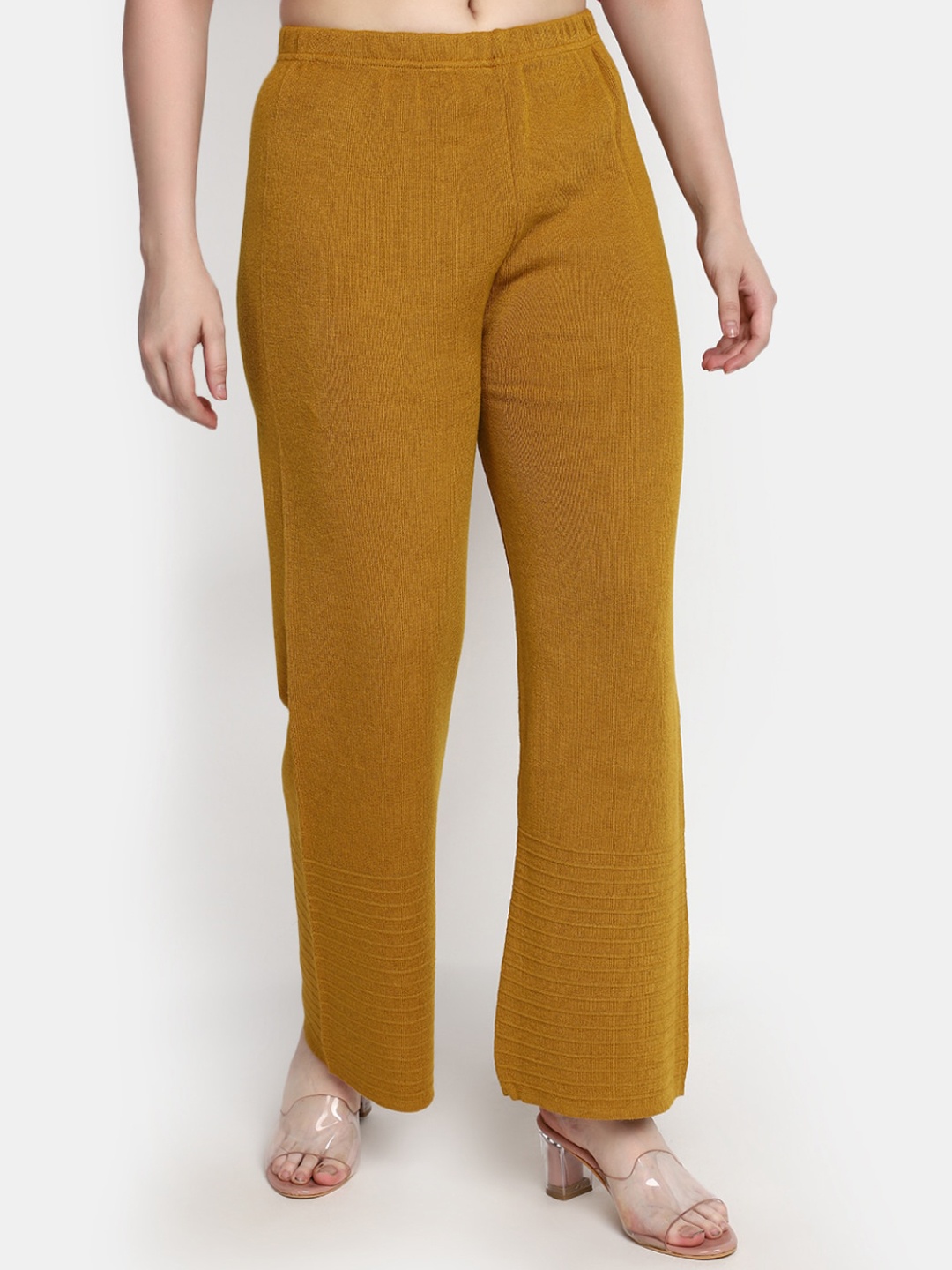 

V-Mart Mid Rise Straight Cotton Palazzo, Mustard
