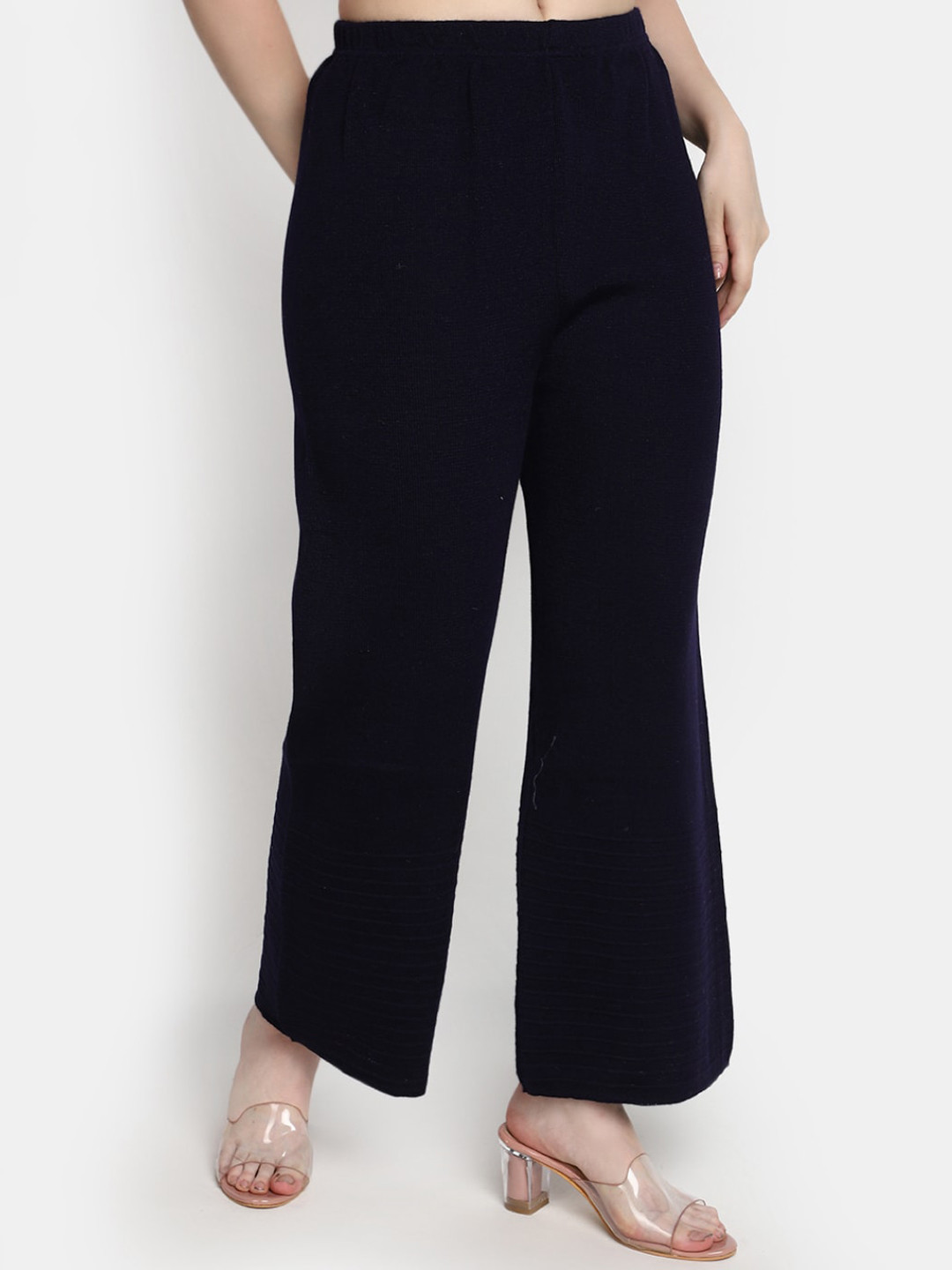 

V-Mart Mid Rise Straight Cotton Palazzo, Navy blue