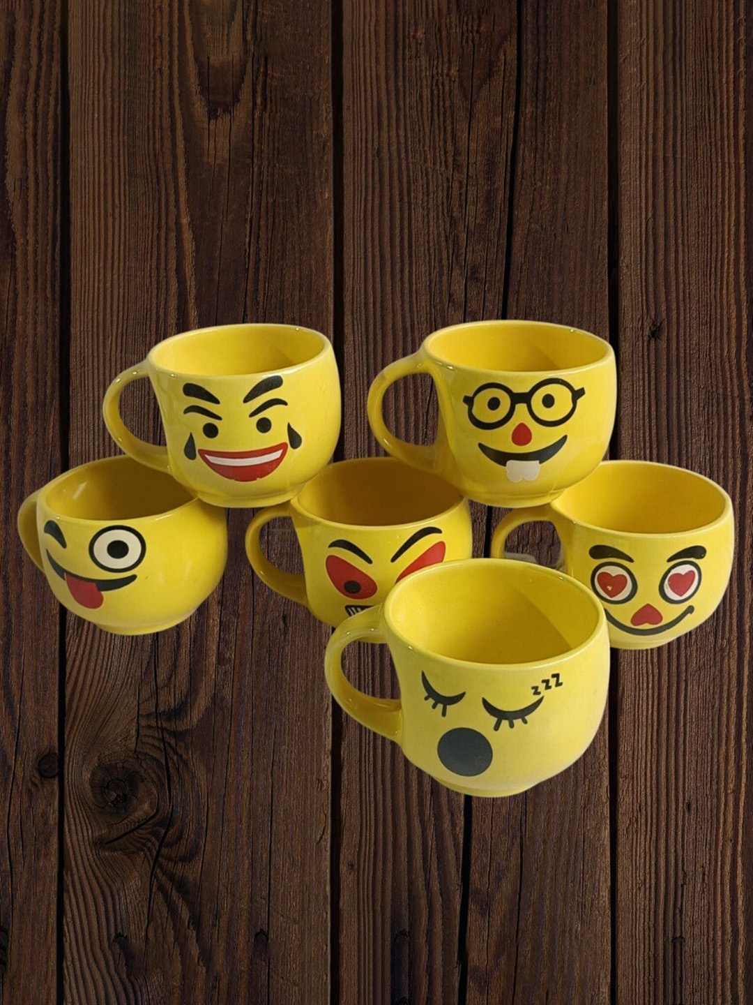 

Love Unlimited Yellow & Red 6 Pieces Printed Ceramic Glossy Cups 215ml each