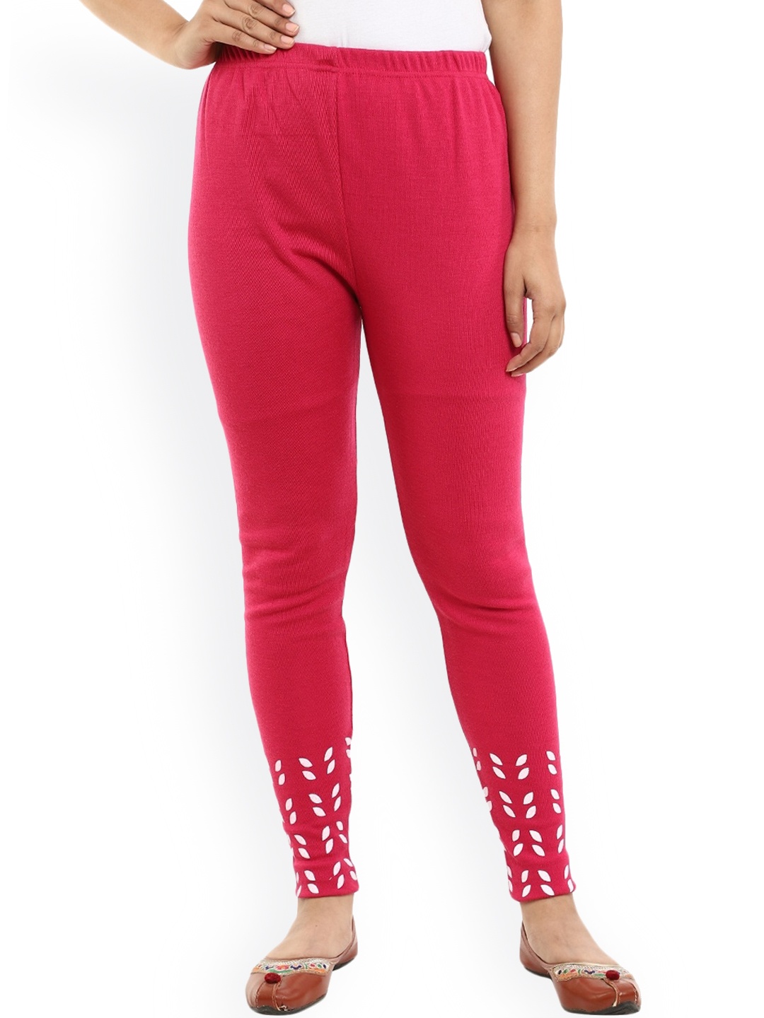 

V-Mart Knitted Printed Cotton Churidar Length Leggings, Fuchsia