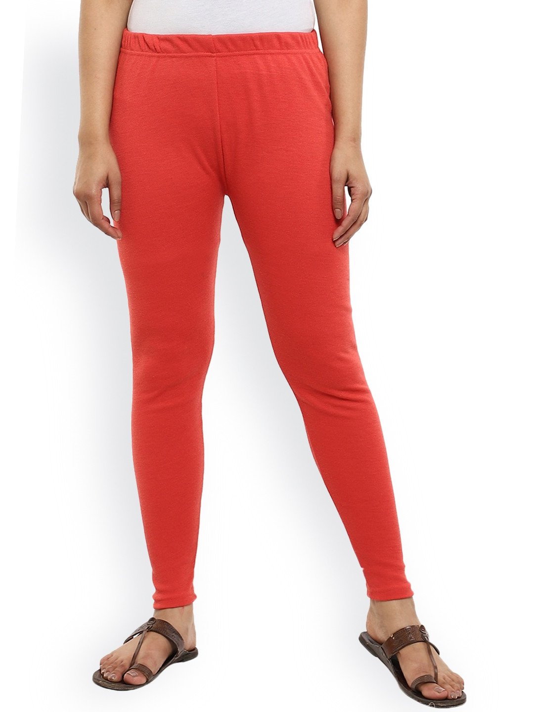 

V-Mart Knitted Ankle-Length Cotton Leggings, Orange