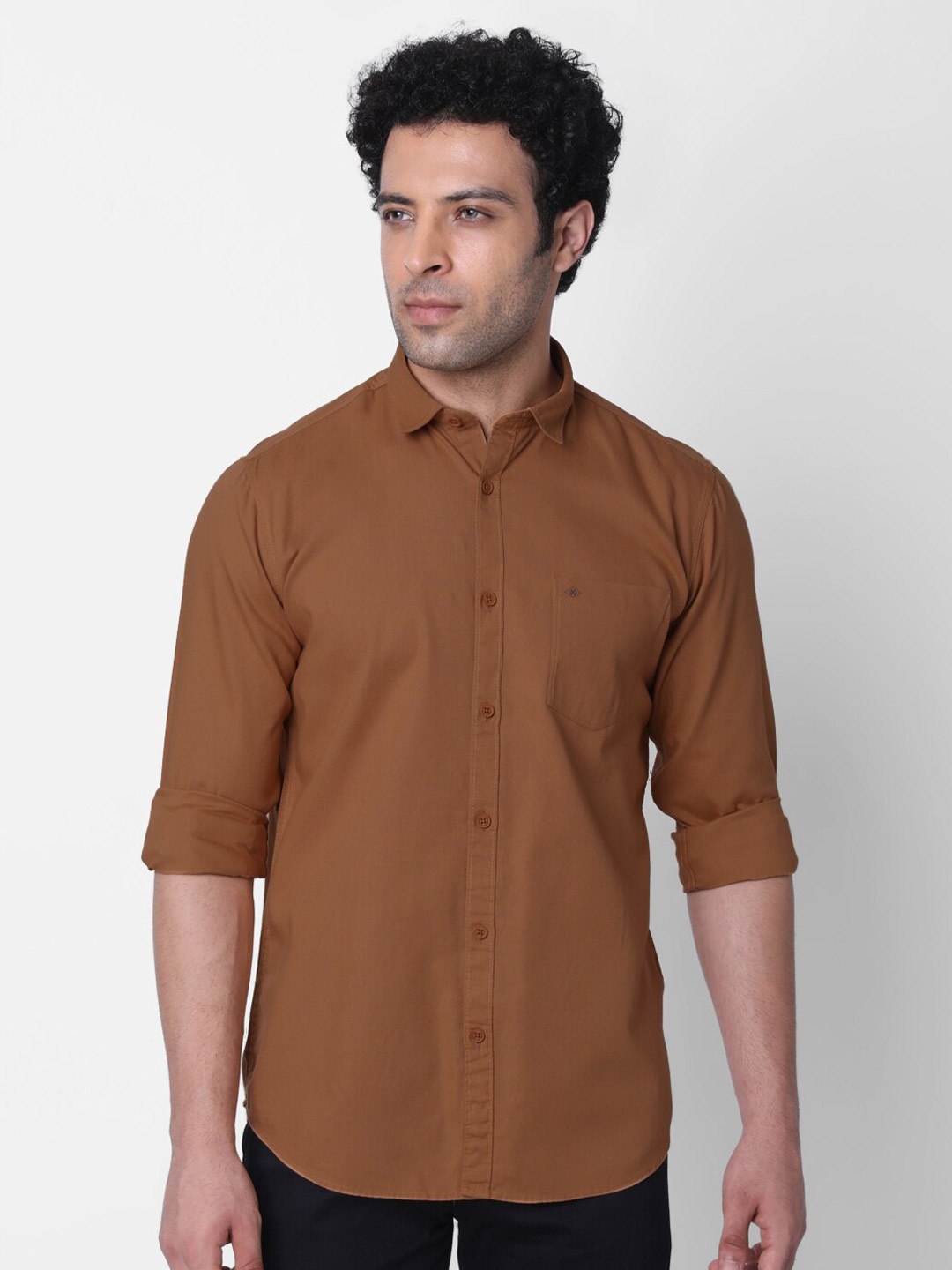 

Oxemberg Slim Fit Spread Collar Cotton Casual Shirt, Bronze