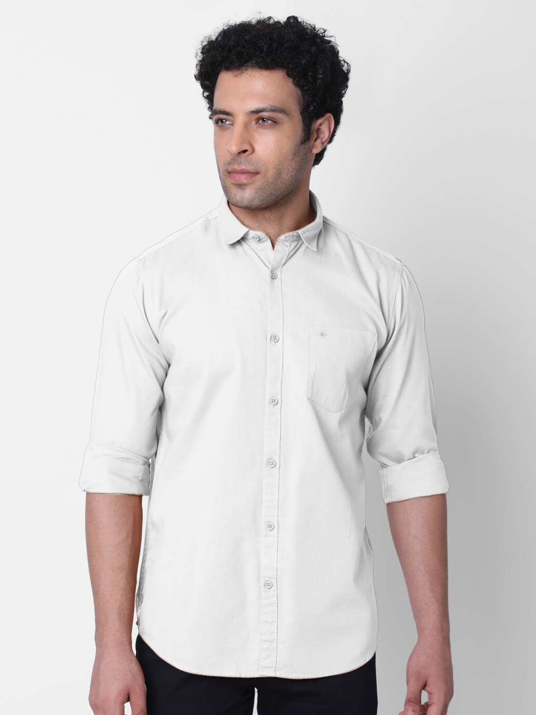 

Oxemberg Slim Fit Spread Collar Cotton Casual Shirt, Off white