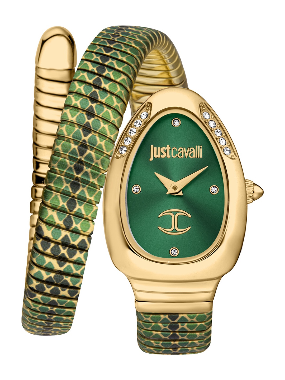

Just Cavalli Women Embellished Wrap Around Straps Analogue Watch-JC1L251M0035, Gold