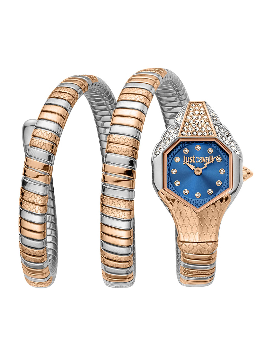 

Just Cavalli Women Embellished Dial & Stainless Steel Wrap Around Straps WatchJC1L193M0065, Blue