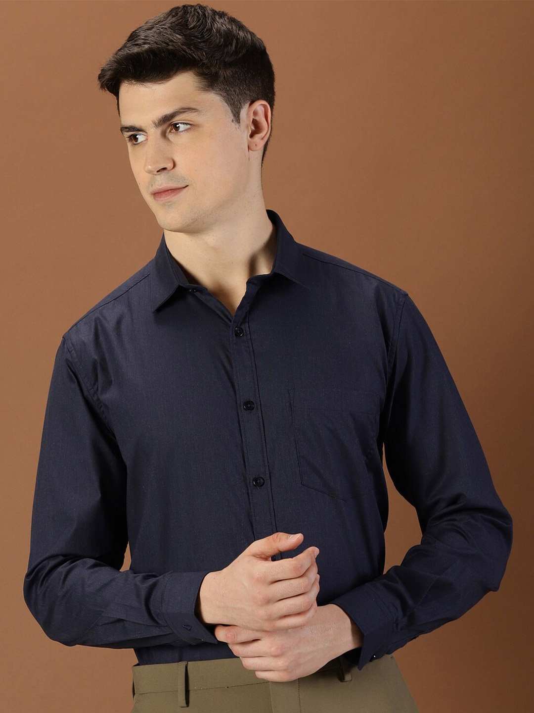 

INVICTUS Original Regular Fit Opaque Cotton Formal Shirt, Navy blue