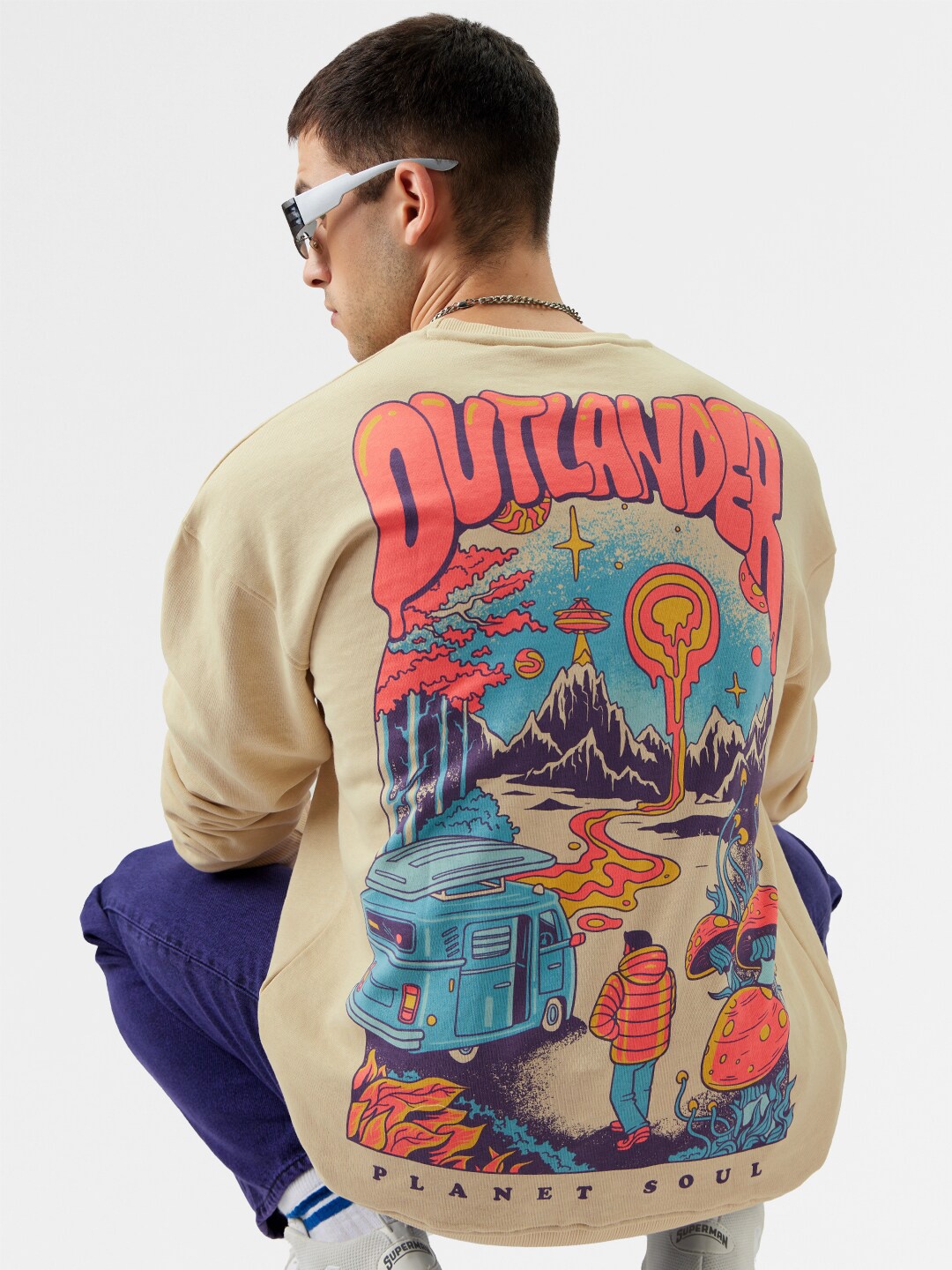 

The Souled Store Printed Cotton Sweatshirt, Beige