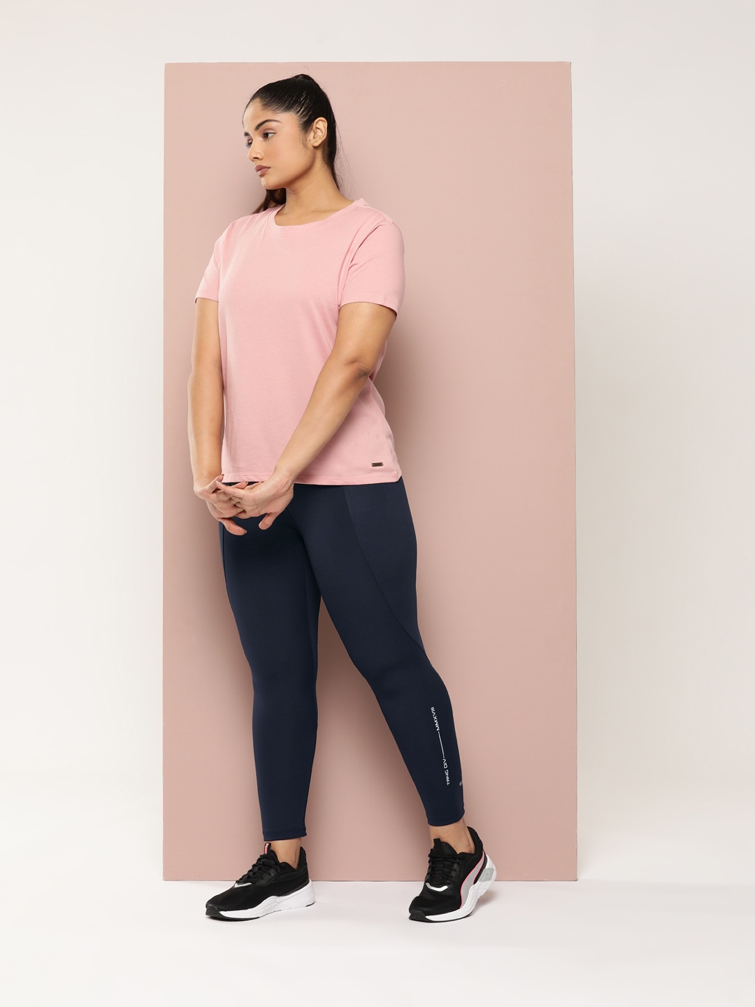 

Sztori Women Plus Size Antimicrobial Finish Cropped Activewear Tights, Navy blue