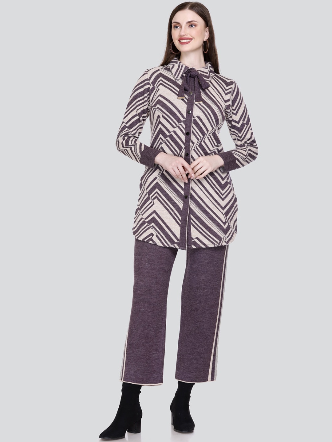 

Elthia Printed Shirt With Trouser, Purple