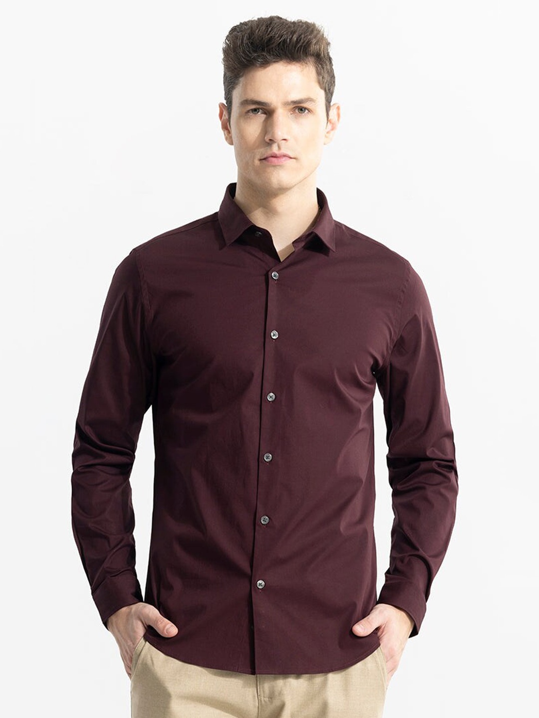 

Snitch Classic Slim Fit Cotton Casual Shirt, Maroon