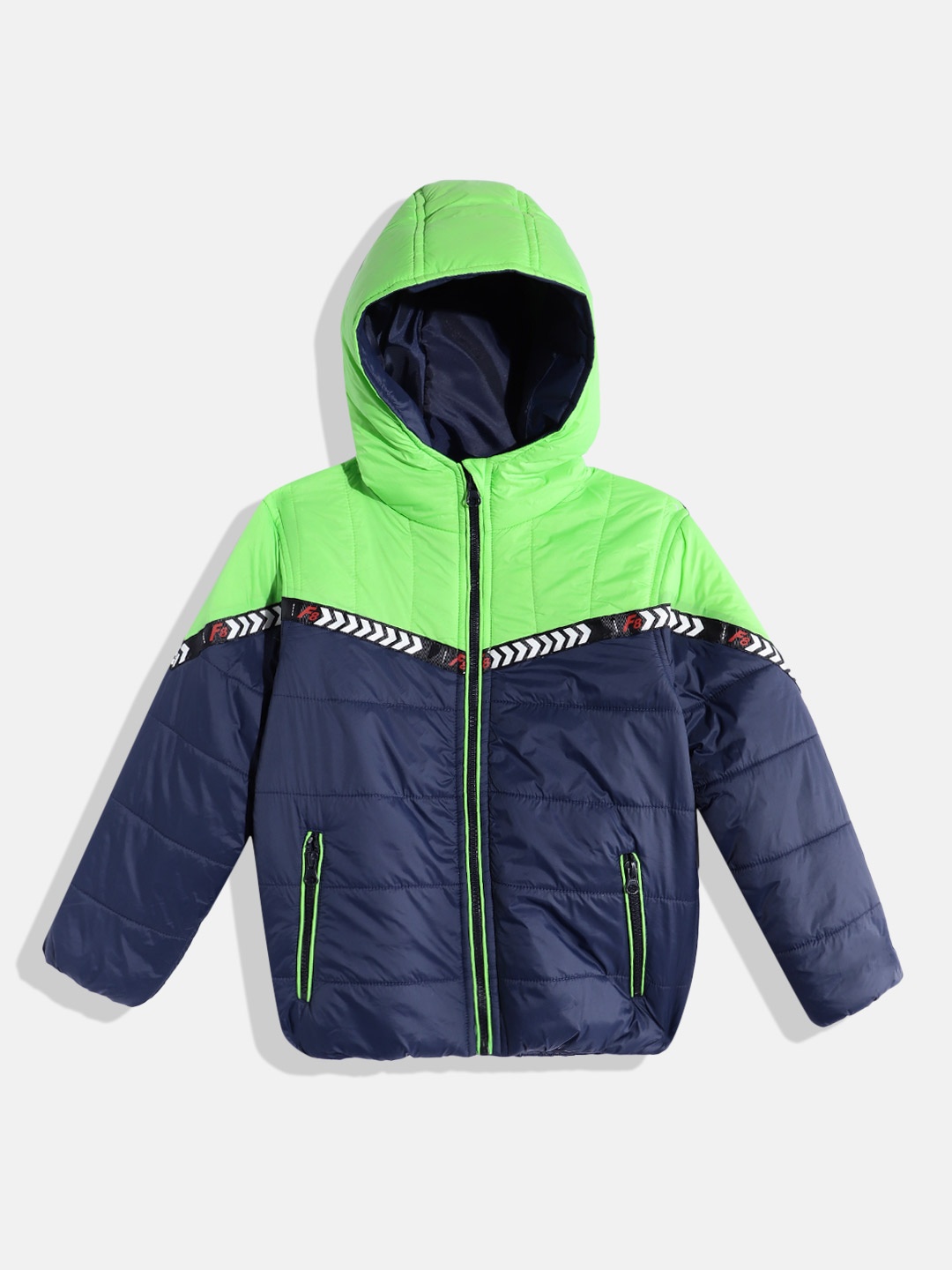 

GOJI Boys Colourblocked Hooded Puffer Jacket, Navy blue