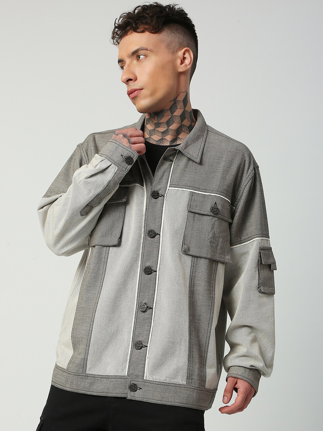 

Blamblack Over Sized Denim Jacket, Grey