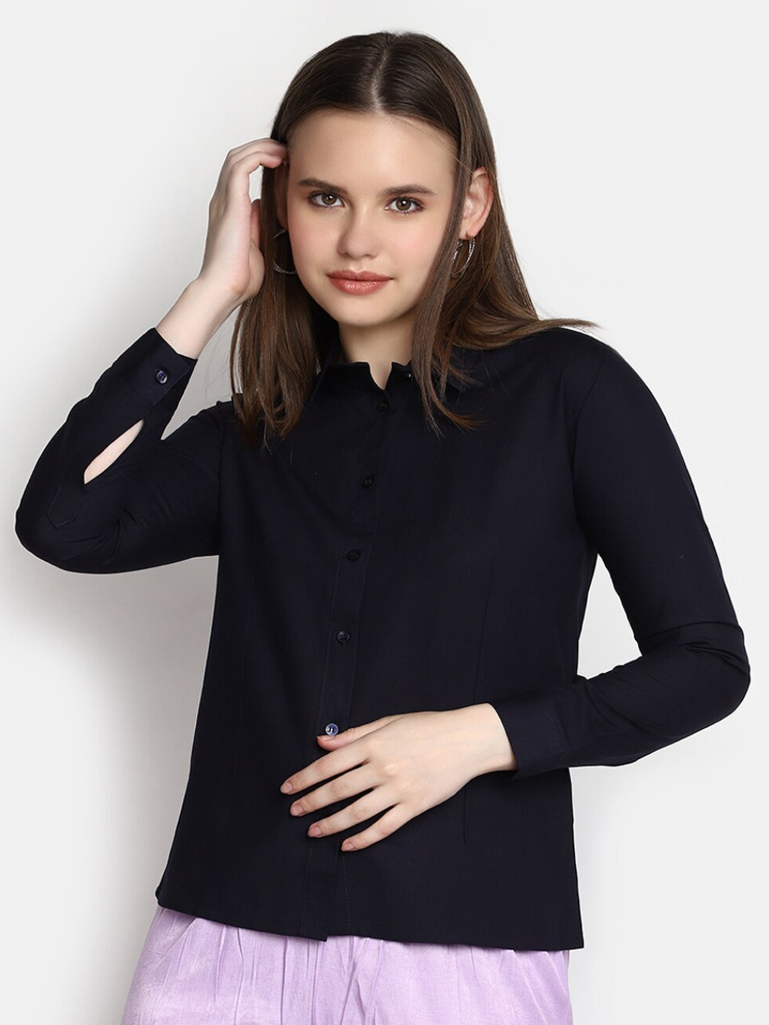 

V-Mart Spread Collar Long Sleeves Casual Shirt, Blue