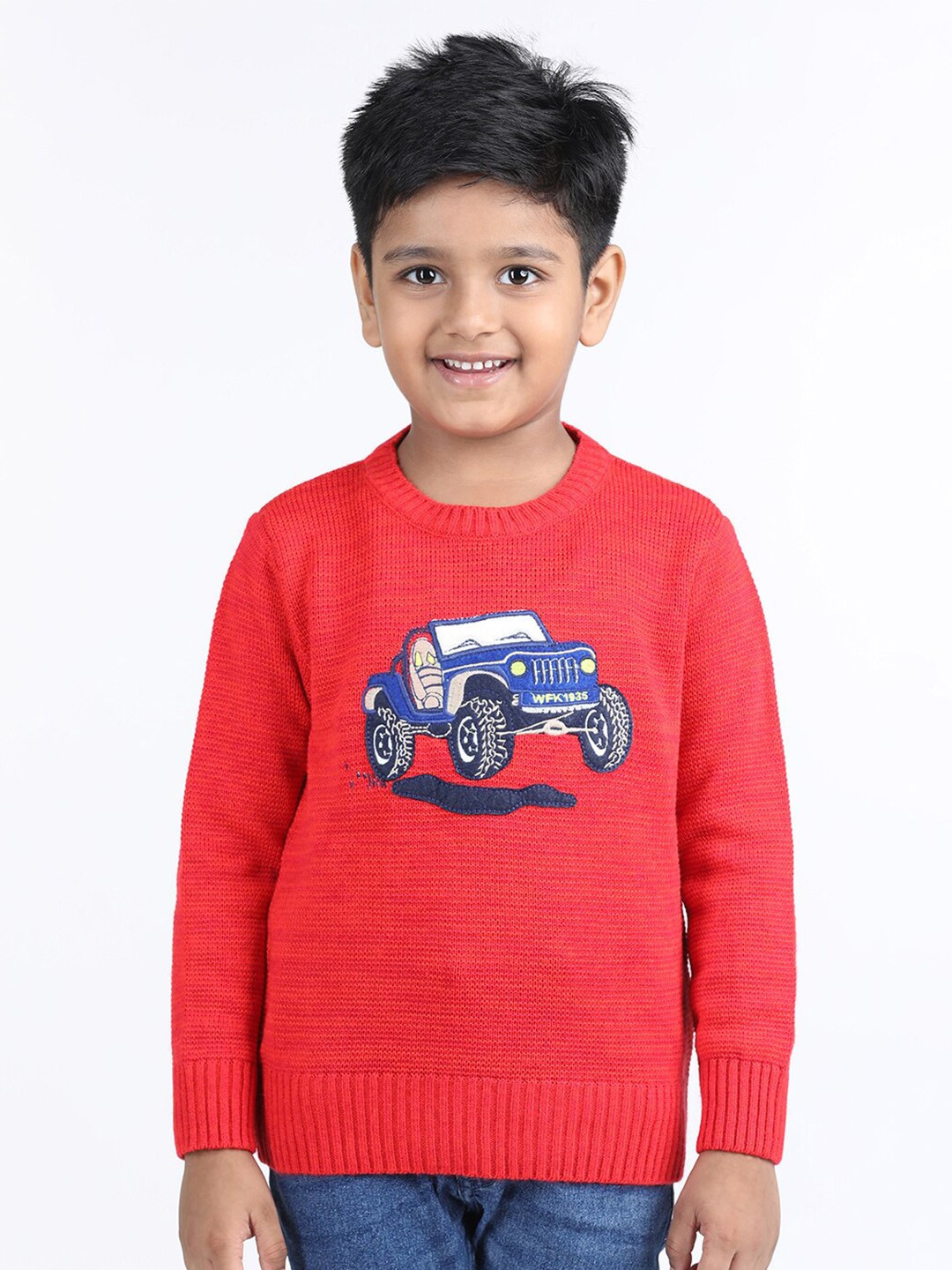 

Wingsfield Boys Embroidered Acrylic Pullover, Red