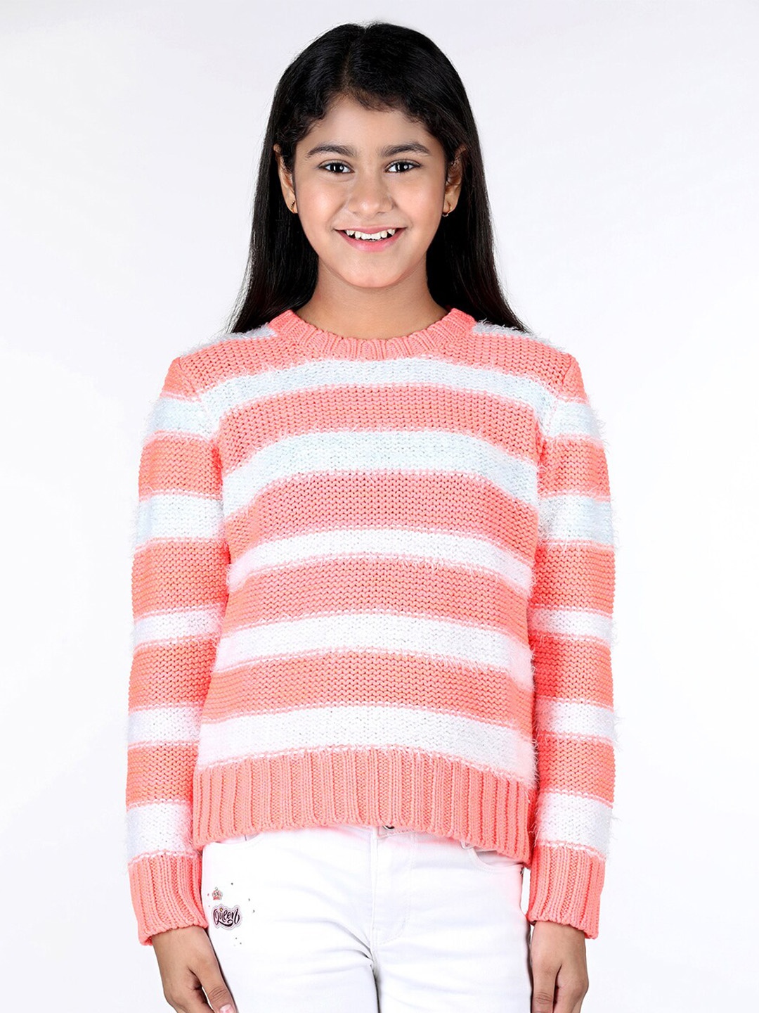 

Wingsfield Girls Striped Acrylic Pullover, Coral
