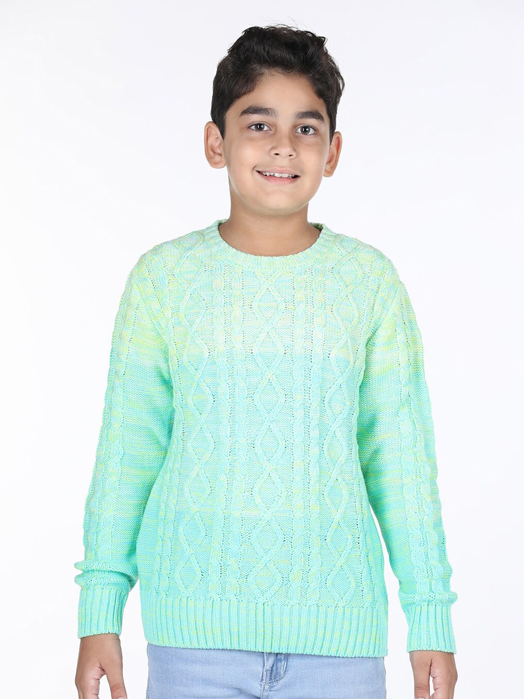 

Wingsfield Boys Cable Knit Acrylic Pullover Sweaters, Sea green