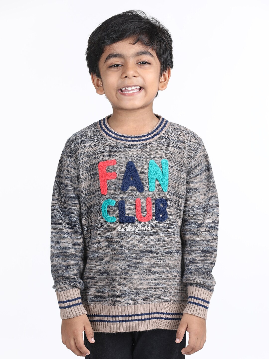 

Wingsfield Boys Embroidered Acrylic Pullover, Grey