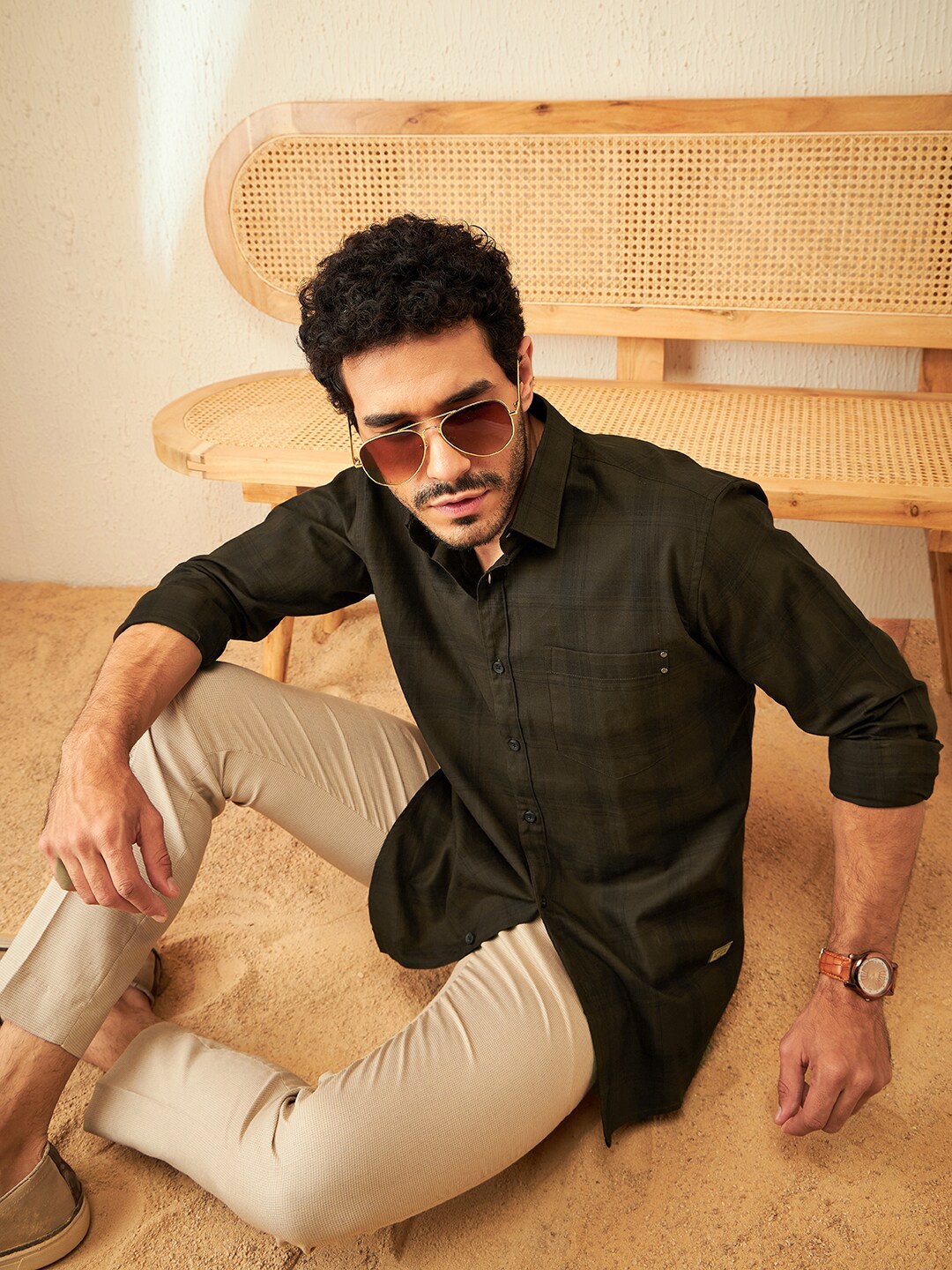 

DENNISON Smart Checked Casual Shirt, Brown
