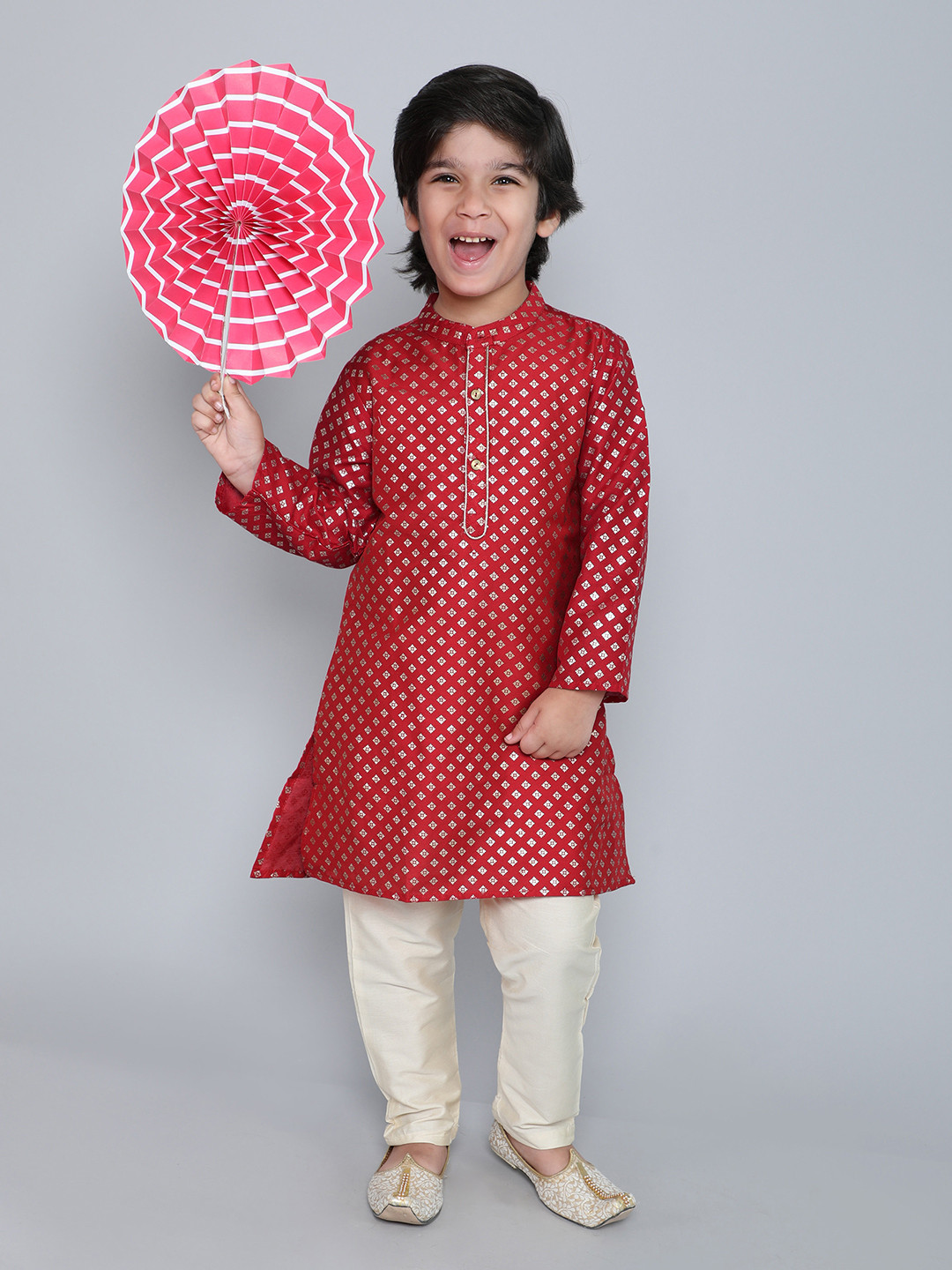 

The Magic Wand Boys Ethnic Motifs Printed Regular Kurta With Pyjamas, Red
