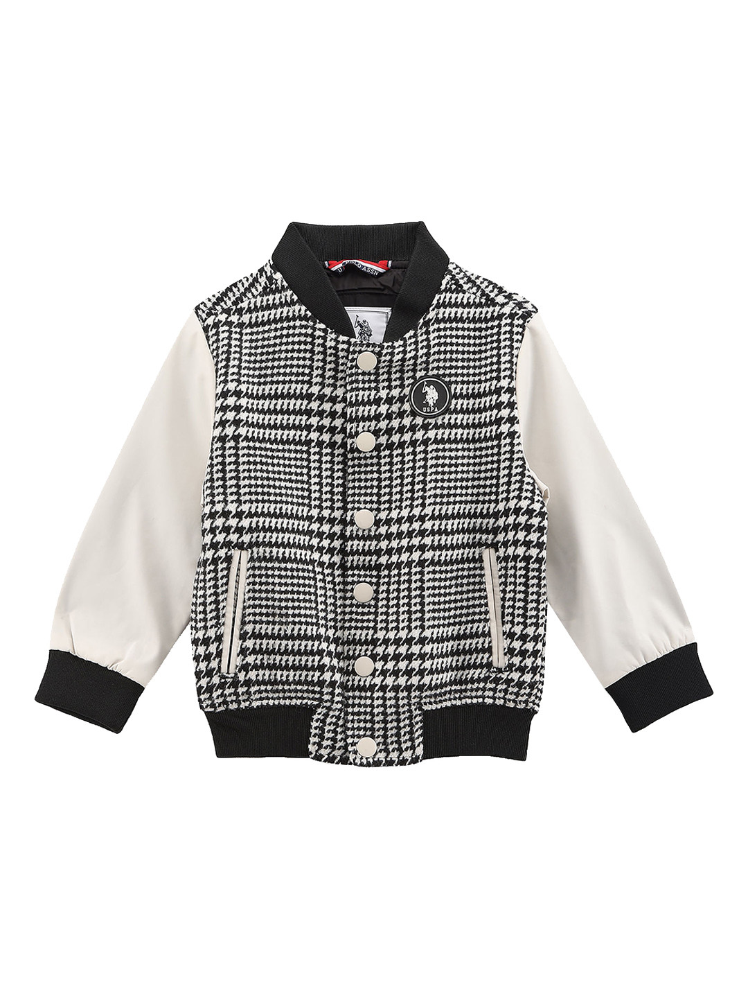

U.S. Polo Assn. Kids Boys Geometric Printed Mock Collar Bomber Jacket, Grey