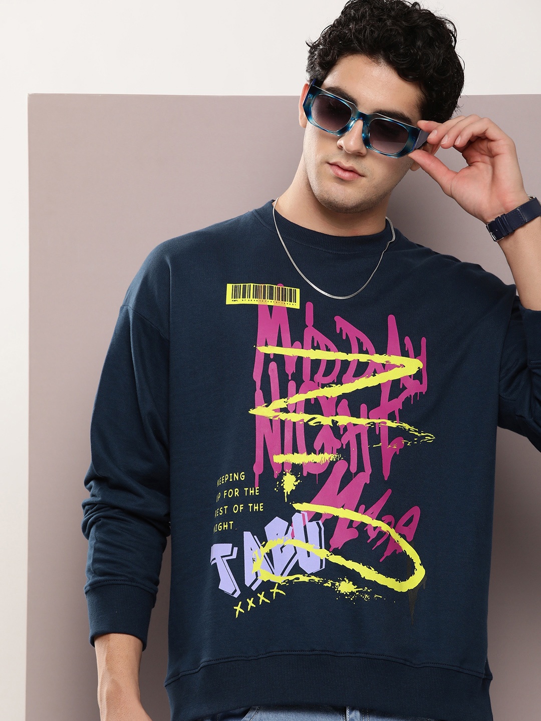 

Kook N Keech Men Graphic Printed Sweatshirt, Navy blue