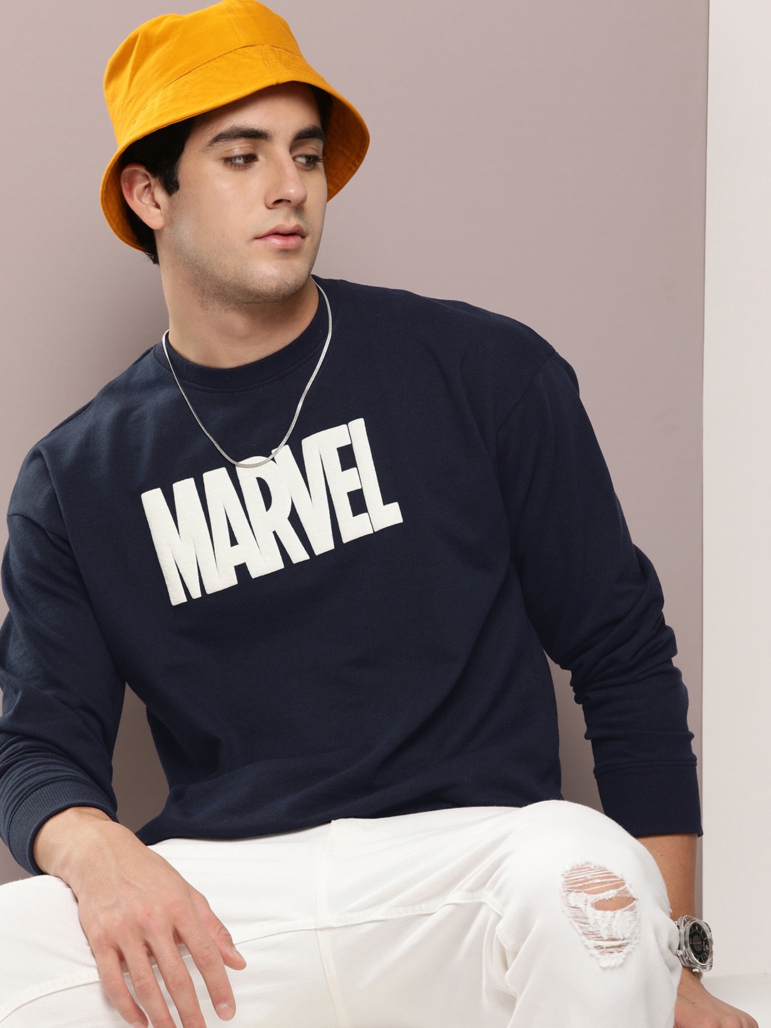 

Kook N Keech Men Marvel Printed Sweatshirt, Navy blue