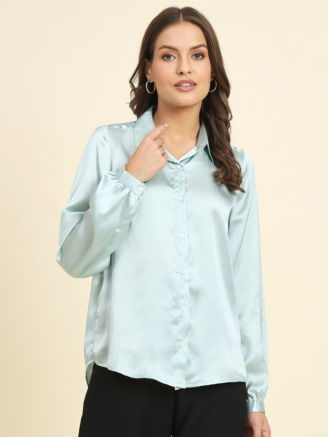 

HERE&NOW Opaque Satin Casual Shirt, Grey