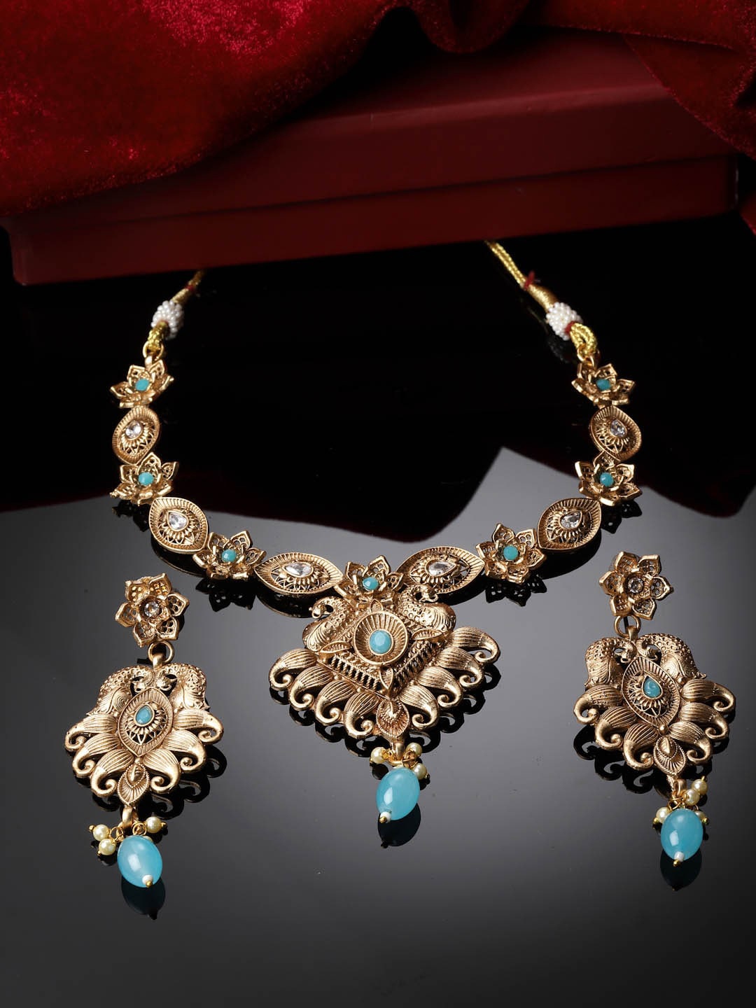 

ADIVA Gold-Plated Kundan Studded Jewellery Set