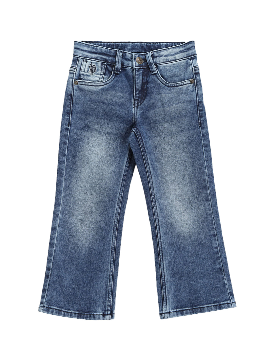 

U.S. Polo Assn. Kids Boys Classic Clean Look Heavy Fade Stretchable Bootcut Jeans, Blue